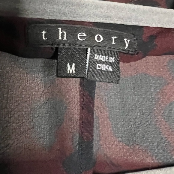 Theory Black and Red Sheer Cowl Neck Silk Blouse Medium - Picture 3 of 7